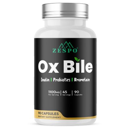 Picture of Zespo Ox Bile 1,100 mg with Inulin, Probiotics & Bromelain – 90 Capsules