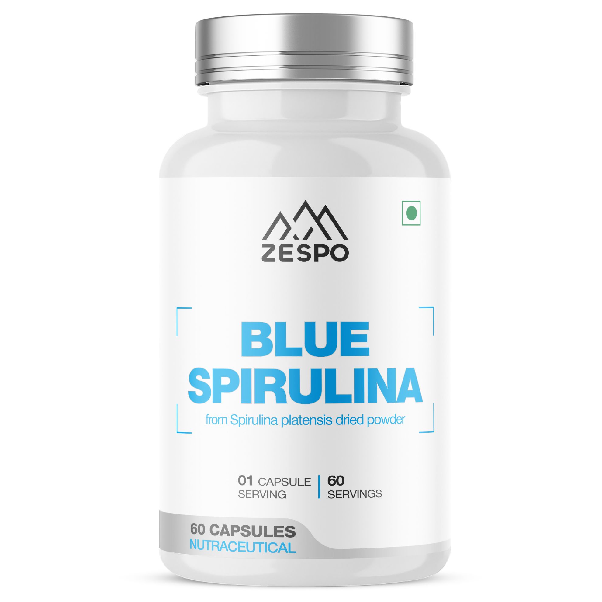 Picture of Zespo Blue Spirulina (Phycocyanin) 250 mg - 60 Veg Capsules