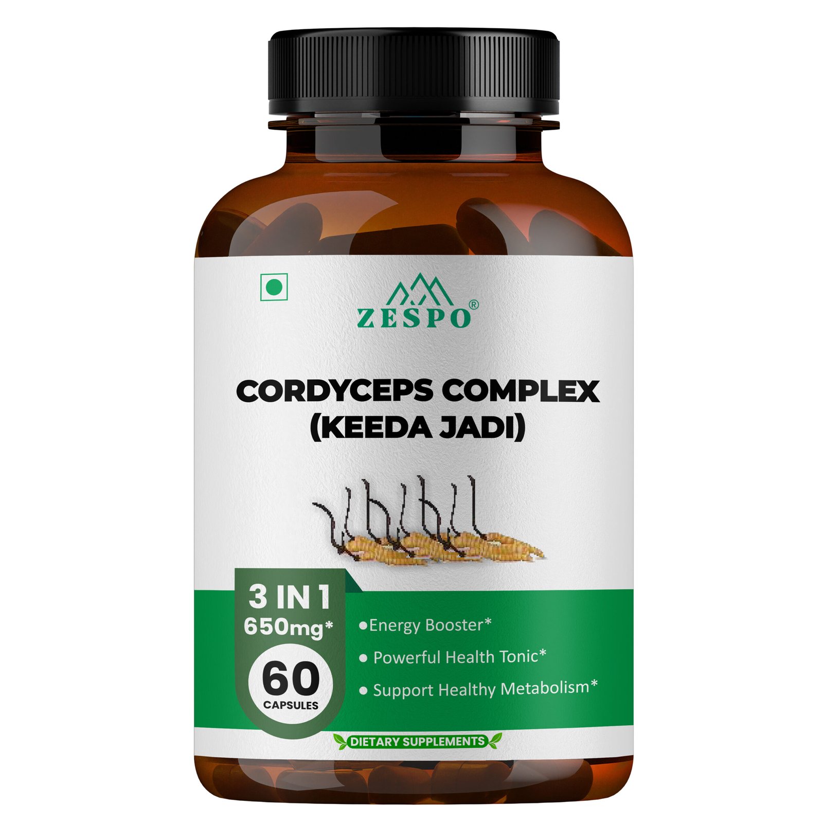 Cordyceps Complex (Keeda Jadi) – 60 Capsules 3-in-1 Mushroom