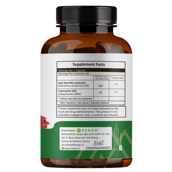 Zespo Red Yeast Rice with CoQ10 650mg front bottle view