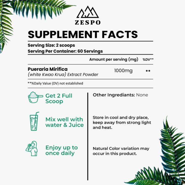 Zespo Pueraria Mirifica Powder 60g Non-GMO Vegan Supplement