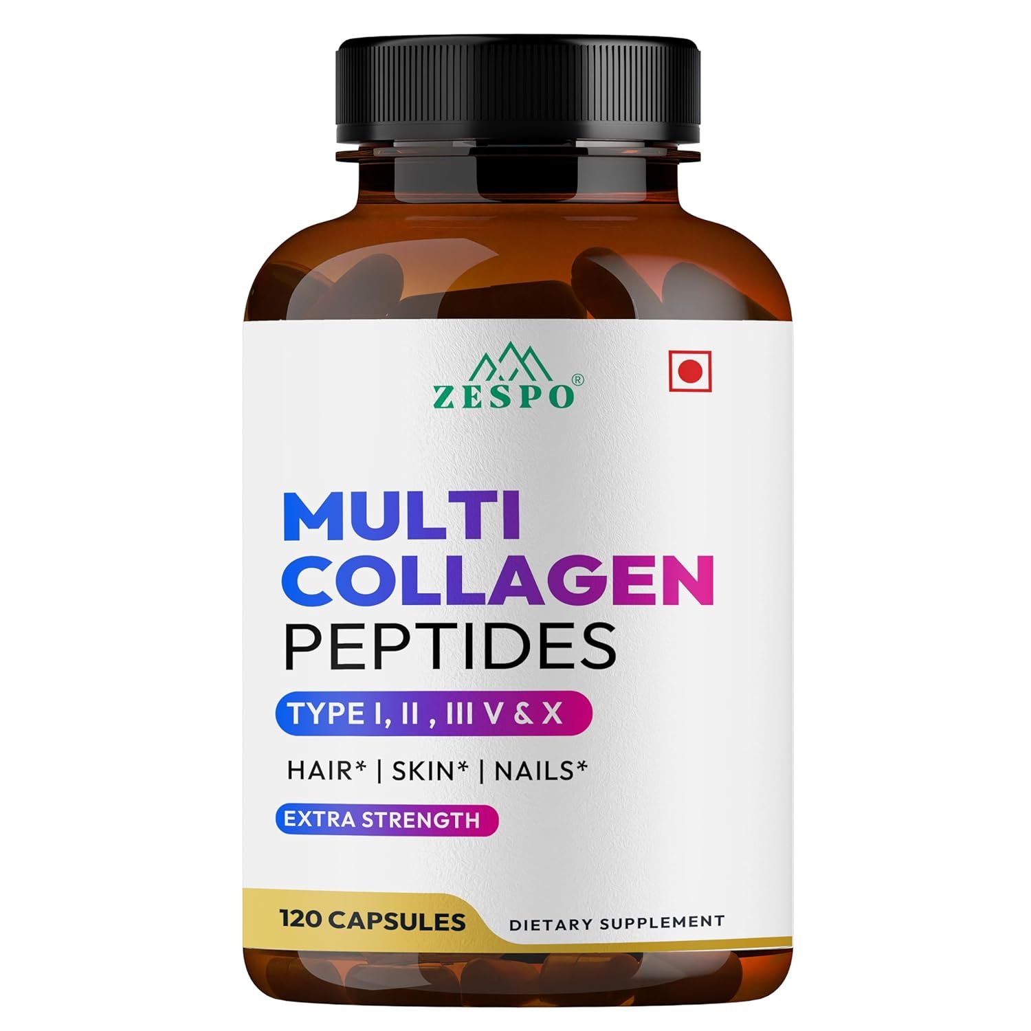 Multi Collagen Peptides – Types I, II, III, V & X – 120 Capsules