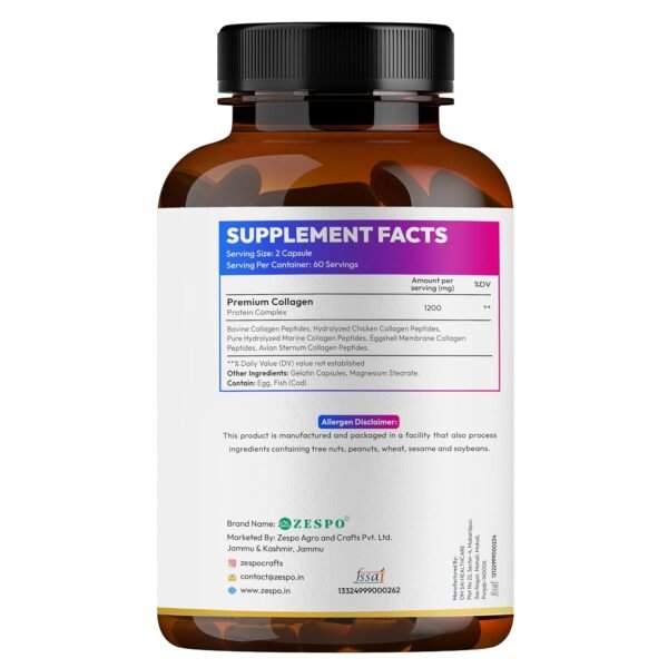 Zespo Multi Collagen Peptides Capsules supplement facts panel