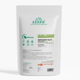 “Zespo Celery Juice Powder 60g back view with supplement facts and nutrition details”