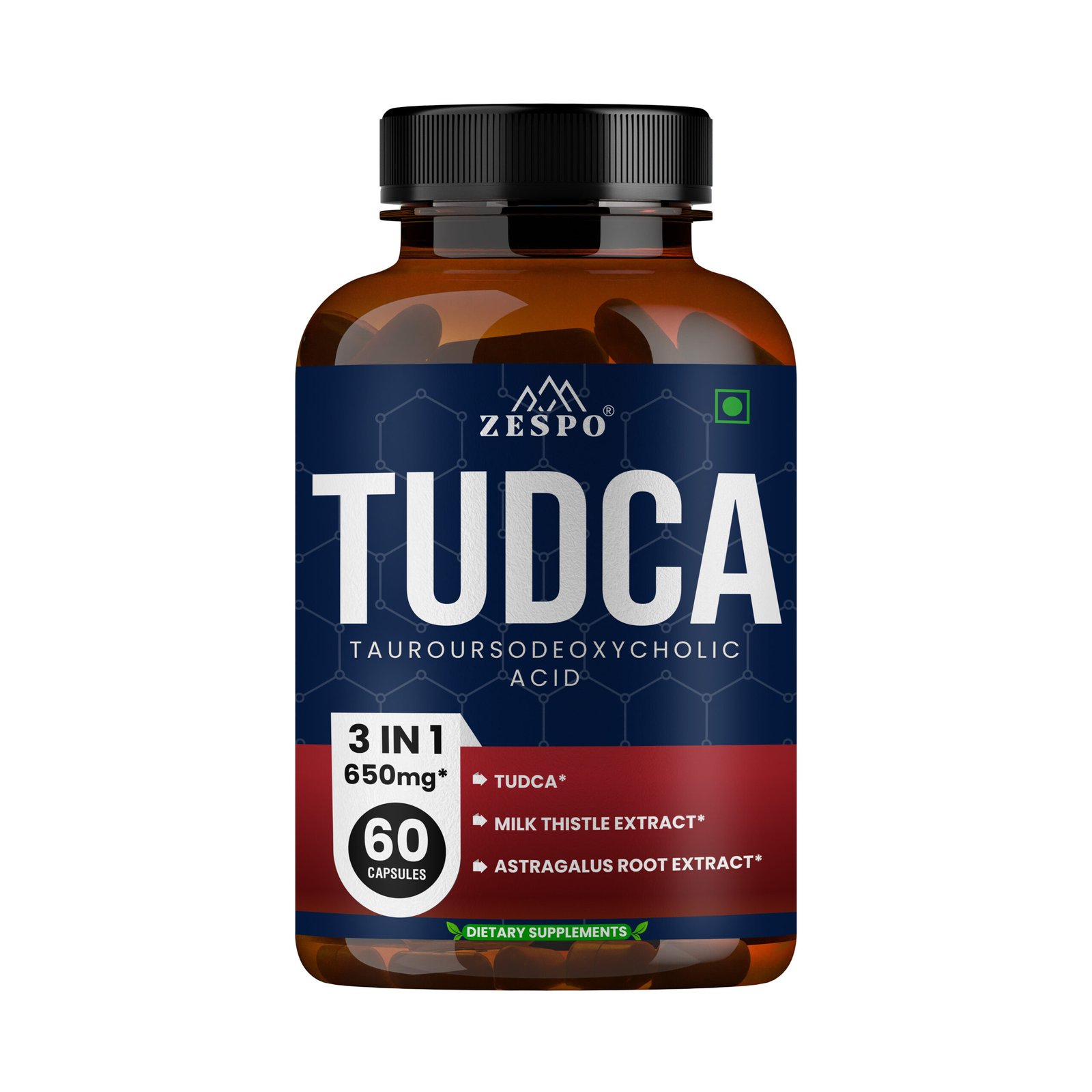 TUDCA 650mg – 60 Capsules Milk Thistle & Astragalus