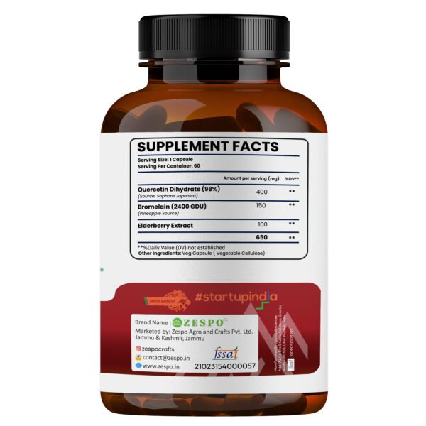 Quercetin with Bromelain Capsules supplement facts and ingredients
