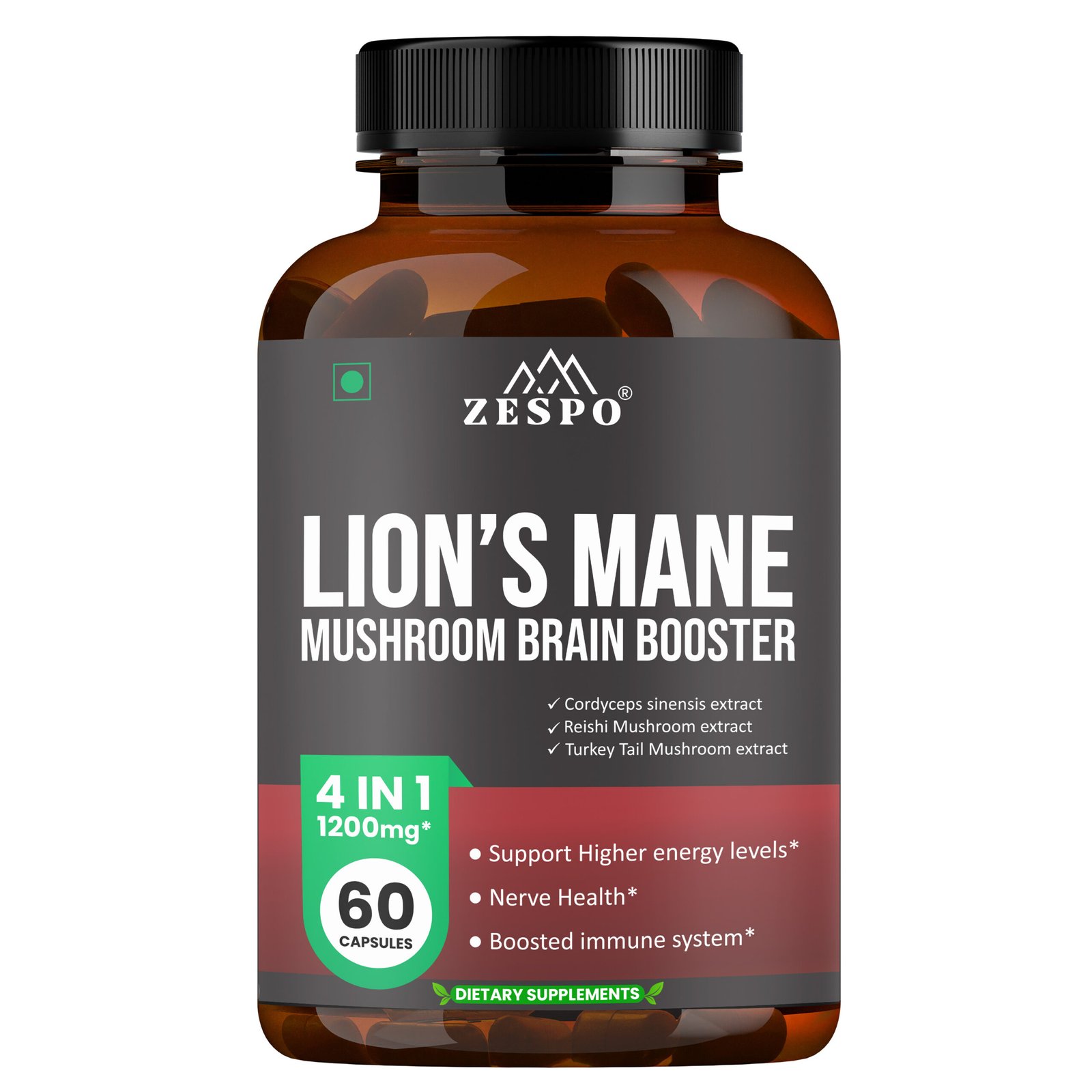 Lion’s Mane Mushroom Brain Booster 4-in-1 60 Capsules